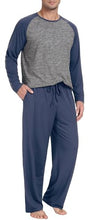 PrinStory Mens Pajama Set Sleepwear Pjs Long Sleeve Top and Pants Sleep Sets Navy Blue