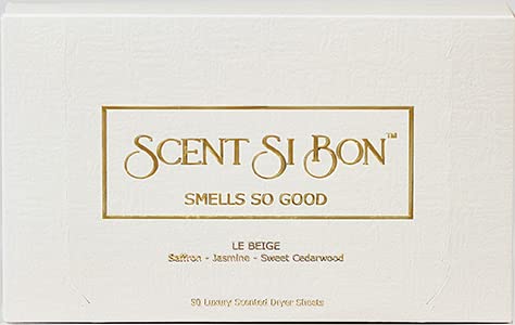 Scent Si Bon Luxury Scented Dryer Sheets, 50 Sheets, Le Beige Scent Inspired by Baccarat Rouge 540, Fragrant Clothing Freshener, Fabric Softener, Reduce Static and Wrinkles