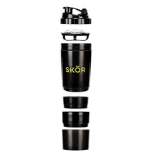 SKOR Protein Shaker Bottles | 28oz Stainless Steel Blender Shaker Bottle Cup for Gym Protein Shake & Smoothie Cup | with 22oz BPA-Free PP Protein Shaker Bottle with Whisks and Powder Compartments