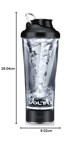 VOLTRX Premium Electric Protein Shaker Bottle, Made with Tritan - BPA Free - 24 oz Vortex Portable Mixer Cup/USB Rechargeable Shaker Cups for Protein Shakes for Workout, Fitness, Exercise (black)