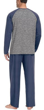 PrinStory Mens Pajama Set Sleepwear Pjs Long Sleeve Top and Pants Sleep Sets Navy Blue