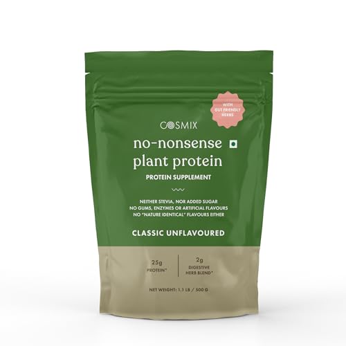 Cosmix No-Nonsense Plant Protein | 26g Protein/Serve | Classic Unflavoured | Organic Pea & Rice Isolate | Vegan Protein | Easy To Digest | All Essential Amino Acids - 500g