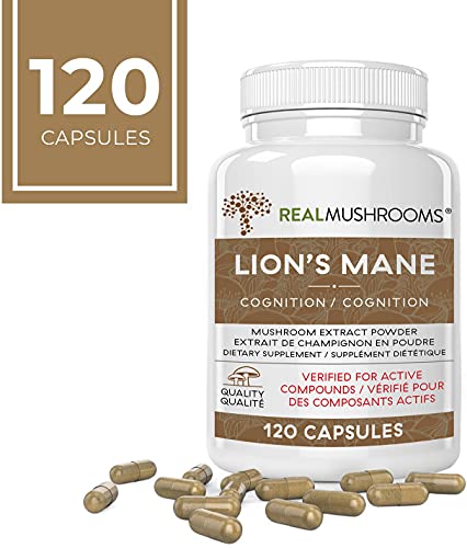 Real Mushrooms Lions Mane Capsules - Organic Mushroom Extract With Immunomodulating Properties Antioxidants Vegan Brain Supplement, 120