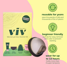 Viv For Your V Premium Soft Menstrual Disc Kit, Flexible Small Period Disc with Ring for Easy Removal, Cleansing Gel Wash, Travel Pouch, Comfortable 12 Hour Wear, Reusable, Medical Grade Silicone