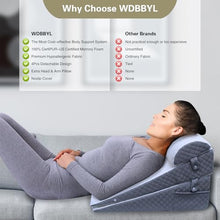 WDBBYL 4PCS Adjustable Bed Wedge Pillow Sleeping Support Set for Postoperative Recovery, Back Neck Leg Support,Acid Reflux and GERD,Sitting Reading,100% Memory Foam