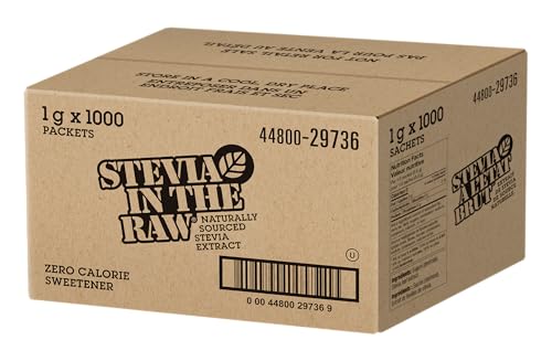 Stevia In The Raw - 1000 Sachets - Zero-Calorie Natural Sweetener - Diabetic-Friendly, Gluten-Free, Kosher, Vegan - Ideal for Iced and Hot Coffee, Tea and Smoothies