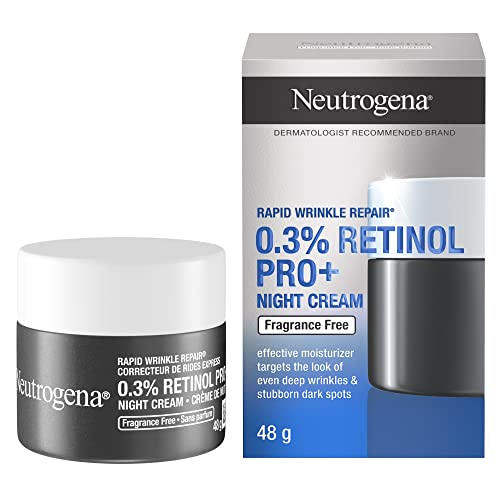 Neutrogena Rapid Wrinkle Repair 0.3% Retinol Pro+ Night Cream, Night Face Moisturizer with Retinol, Fragrance Free, 50ml