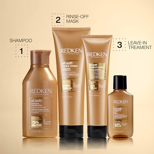 Redken Hair Treatment, With Argan Oil, Deep Conditioning, Frizz Control, Moisturizes Dry, Brittle Hair, Softer, Smoother, All Soft Heavy Cream, 8.5 fl.oz./250ml