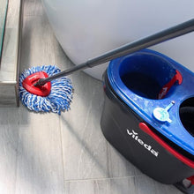 Vileda EasyWring RinseClean Spin Mop & Bucket System | 2-Tanks Separate Clean and Dirty Water | Machine Washable and Reusable Microfiber Mop Head | Hands-Free Wringing Mop Bucket