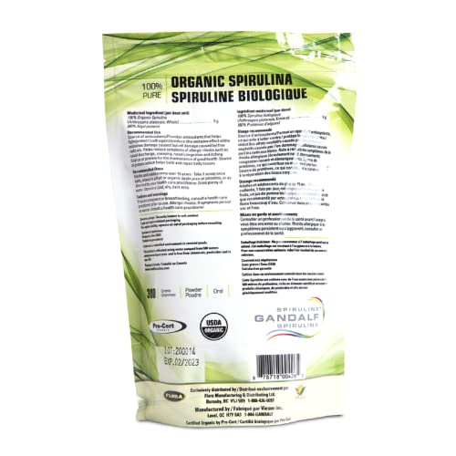 Gandalf Organic Spirulina Powder 300g 60-Servings - Pure Blue-Green Algae Superfood - Vegan, Packed with Iron, Antioxidants and Essential Nutrients, Perfect for Smoothies and Recipes