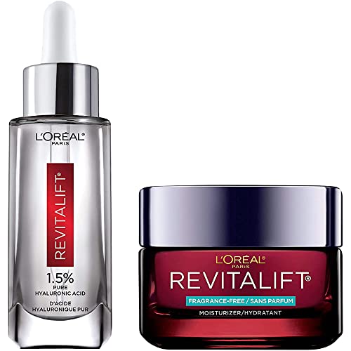 L’Oréal Paris Hydration Skincare Kit with Hyaluronic Acid Serum and Day Moisturizer for Face with Pro Retinol, Vitamin C and Hyaluronic Acid, Revitalift Triple Power LZR, Skincare Kit, 2 Count