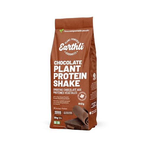 Earthli Chocolate Plant Protein Shake (940g) | Hemp Based Superfood | 20g Protein | Keto Friendly, Non-GMO, No Added Sugar | Vegan Plant-based Protein Powder | All-in-one Nutritional Shake