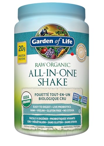 Garden Of Life Raw All-in-One Nutritional Shake, Lightly Sweet, (28 servings- 1038g.) Packed with 20 grams of Certified Organic Plant Protein packed with incredible nutrition to help build lean muscle. Assists in the building of lean muscle when combined