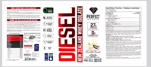 PERFECT SPORTS Diesel New Zealand Whey Isolate, French Vanilla, 2lb/908 Grams