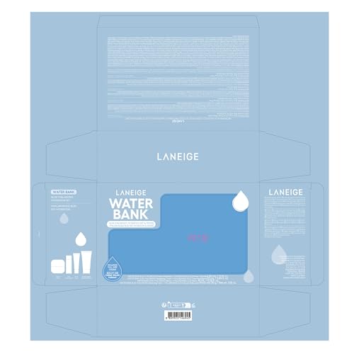 LANEIGE Water Bank Blue Hyaluronic Hydration Set: Hydrate, Nourish, Full Sized Cream Moisturizer, Travel Sized Eye Cream, Toner, Cleanser