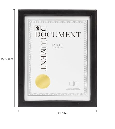 Kiera Grace Contemporary Document Frame, Wood Picture Frame for an 8.5" x 11" Document, Hang on Wall to Display Your Accomplishments, Black