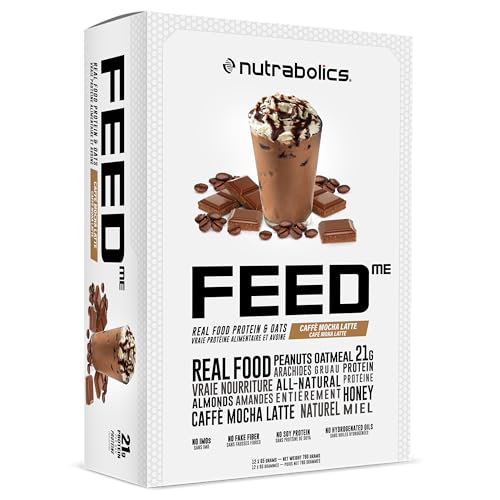 Nutrabolics Feed Bar, Café Mocha Latte , Real Food Protein Bar, 12 Bars