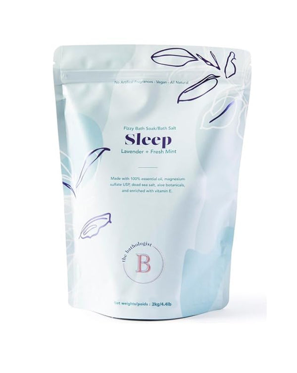 The Bathologist Sleep Fizzy Bath Soak, Made with Essential Oils, Magnesium Sulfate, Dead Sea Salt & Aloe Botanicals, Lavender & Fresh Mint for Restful Sleep and Stress Relief, 2 kg / 4.4 lb