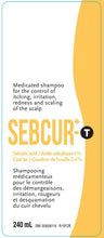 Sebcur T Coal Tar Shampoo - controls the itching, redness and scaling associated with stubborn seborrhea or psoriasis of the scalp 240ml