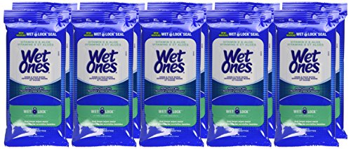 Wet Ones Vitamin E and Aloe Hand Wipes, Wet Wipes, 20 Count (10 pack)