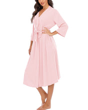 Women Kimono Robes Lightweight Long Robe Knit Bathrobe Soft Sleepwear V-Neck Loungewear for Women S-XXL (Light pink, Medium)