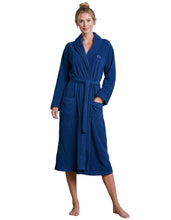 Luxury Turkish Hooded Non-pilling Bathrobe for Women with Slippers - Soft Terry Cloth Robe for Ultimate Comfort - Crescentt (Navy Shawl - M/L)