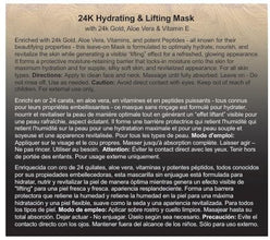 GLO24K Hydrating and Lifting Mask with 24k Gold, Aloe Vera, Peptides, and Vitamins. For Hydration Boost and Lifting Effect that Generates a Glowing, Radiant Complexion and Silky-Smooth Skin.