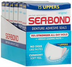 SEA-BOND Denture Adhesive Seals Uppers Original 15 ea (Pack of 6)