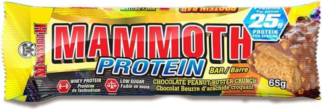 MAMMOTH Protein Bar, Chocolate Peanut Butter Crunch, 25g Protein, Low Sugar, Low Carb, Gluten Free, 12 x 65g (12 Count) (12 Count, Chocolate Peanut Butter Crunch)