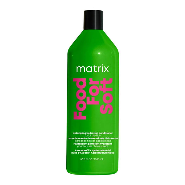 Matrix Detangling Hydrating Conditioner for Dry, Brittle and Damaged Hair, with Avocado Oil and Hyaluronic Acid, Food For Soft, 1 Litre