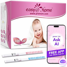 Easy@Home 100 Ovulation & 20 Pregnancy Test Strips Kit: Accurate Fertility Tests - Powered by Premom App Ovulation Tracker OPK | 100 LH + 20 HCG