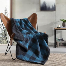 Eddie Bauer - Blanket, Super Soft Reversible Sherpa & Brushed Fleece Bedding, Throw Blankets for Couch, Ideal for Lounging (Cabin Plaid Blue)