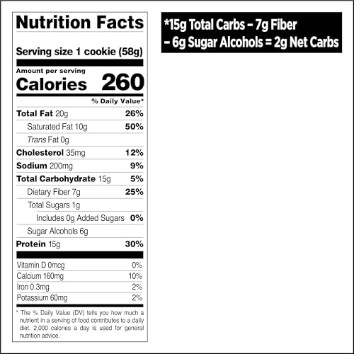 Quest Nutrition White Chocolate Macadamia Flavored Protein Cookie, 15g Protein, 1g Sugar, 2g Net Carbs, 12 Count