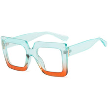 Onrtry Oversized Square Blue Light Glasses for Women Men Thick Frame Big Computer Eyewear Non-Prescription Eyeglasses(Blue/Orange)