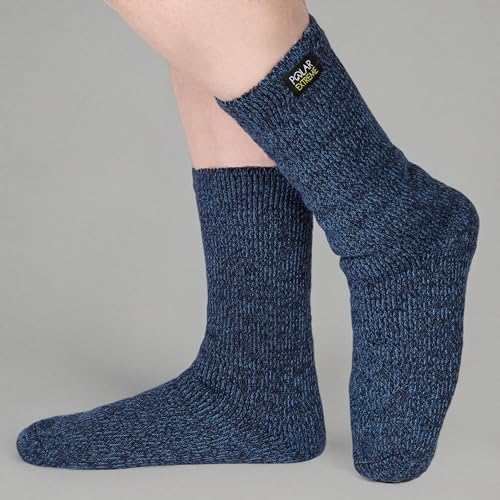 Polar Extreme Men's Thermal Sock Pack of 2, Denim Marled, 10-13