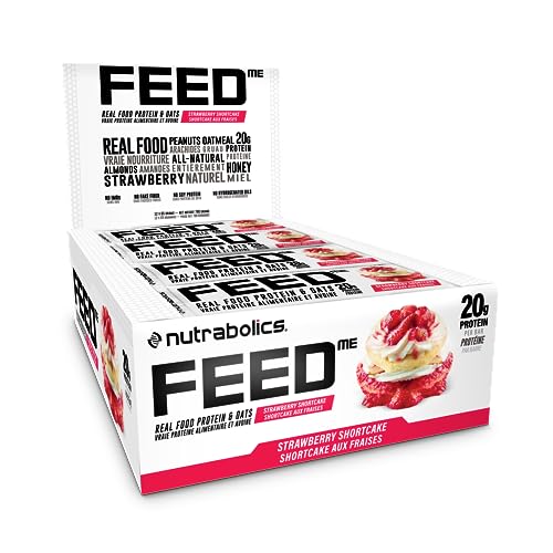 Nutrabolics Feed Bar, Strawberry Shortcake, Real Food Protein Bar, 12 Bars