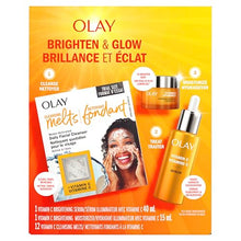 Olay Brighten and Glow Vitamin C Skincare Set: Melting Facial Cleanser 12 Count + Brightening Serum 40 mL + Face Moisturizer 15 mL, Total 3 Pieces Gift Set