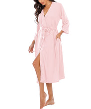 Women Kimono Robes Lightweight Long Robe Knit Bathrobe Soft Sleepwear V-Neck Loungewear for Women S-XXL (Light pink, Medium)