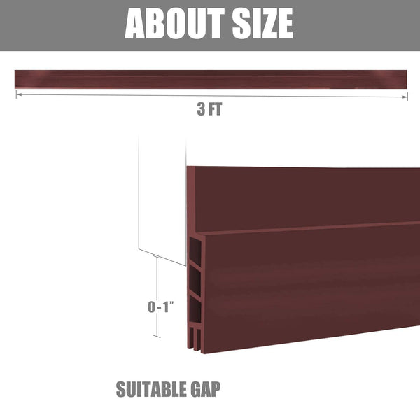Suptikes 2 Pack Door Draft Stopper，Door Sweep for Exterior & Interior Doors,Door Bottom Seal Dust and Noise Insulation Weather Stripping Draft Guard Insulator, 1.8" W x 37" L,Brown