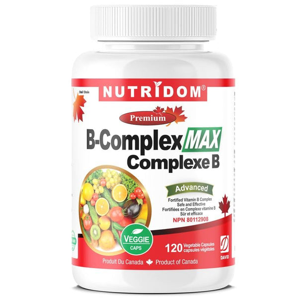 Nutridom Methylated B-Complex Max - All B Vitamins Including Methyl-folate B9, Methyl-cobalamin B12, Benfotiamin B1, Riboflavin B2, B3, Choline B4, B5, B6, Biotin B7, Inositol B8 - Vegan, Non-GMO, Free of Gluten, Soy and Dairy (120 Count)