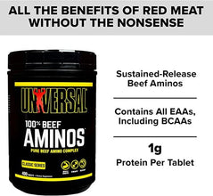 Universal 100% Beef Aminos Tablets | Pure Beef Amino Complex | Full Spectrum EAAs, BCAAs & Protein from Beef Protein Isolate & Pure Desiccated Argentine Beef Liver | 66 Servings, 200 Tablets (Pack of 1)