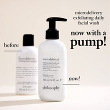 PHILOSOPHY microdelivery daily exfoliating wash 240ml, formulated with a gentle amino acid derived cleansing system and fine grain desert earth - deep cleans and scrubs away build-up and dead skin cells