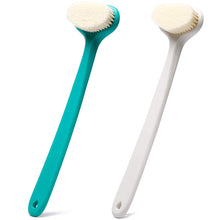 Upgraded Bath Body Brush with Comfy Bristles Long Handle Gentle Exfoliation Improve Skin's Health and Beauty Bath Shower Wet or Dry Brushing Body Brush (14 inch, Green +White)