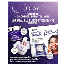 Olay Retinol Night Routine Skincare Set: Melting Facial Cleanser 12 Count + Night Super Serum 14 mL + Retinol Face Moisturizer 50 mL, Total 3 Pieces Gift Set