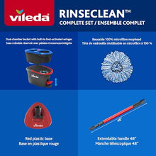 Vileda EasyWring RinseClean Spin Mop & Bucket System | 2-Tanks Separate Clean and Dirty Water | Machine Washable and Reusable Microfiber Mop Head | Hands-Free Wringing Mop Bucket