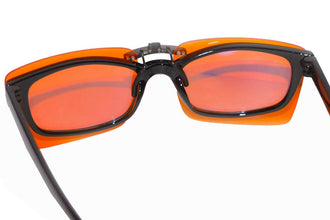 Vyzia Clip On Blue Light Blocking Glasses for Sleep | Fits Over Prescription Glasses, Orange Lenses Help Reduce Computer Eye Strain and Induce Sleep