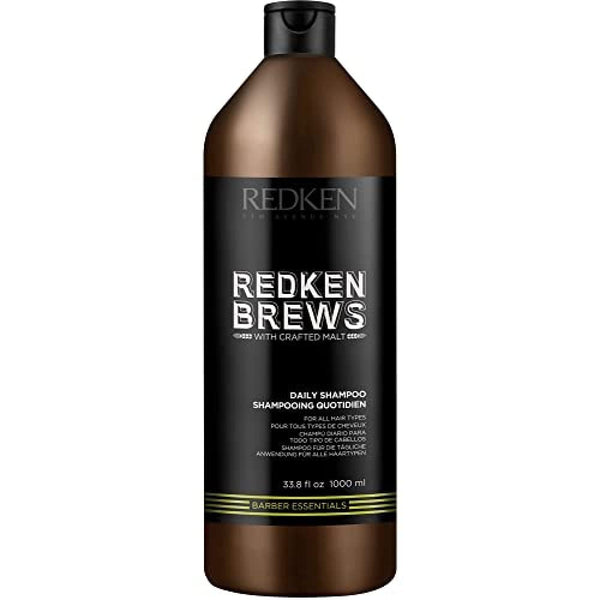 Redken Brews Shampoo, Daily Shampoo For Men, Lightweight Cleanser For All Hair Types,With Protein, Moisturizing, Essentials for Men, Perfect for Suitcase or Gym, 1000 ML