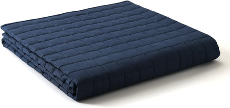 YnM Exclusive Weighted Blanket, Soothing Cotton, Smallest Compartments with Glass Beads, Bed Blanket for One Person of 110lbs, Ideal for Twin/Full/Queen Bed (48x72 Inches, 12 Pounds, Dark Grey)