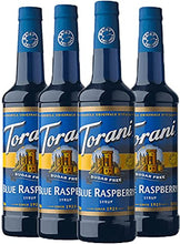 Torani Sugar Free Blue Raspberry Flavour Syrup, PET (Plastic) Bottle, 750ml, 4 Pack