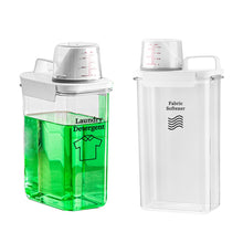 [2 Pack] Laundry Detergent Dispenser for Laundry Room Organization and Storage,78 Oz Laundry Soap Dispenser,Liquid Laundry Detergent Dispenser with 4 Removable Labels,BPA Free & PET Plastic, Clear